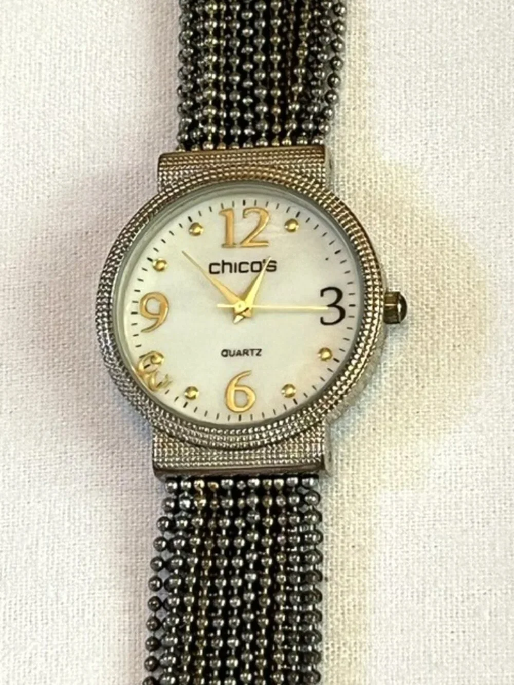 CHICO'S | Multi-Strand Beaded Chain Bracelet Watch Vintage-NEW Battery